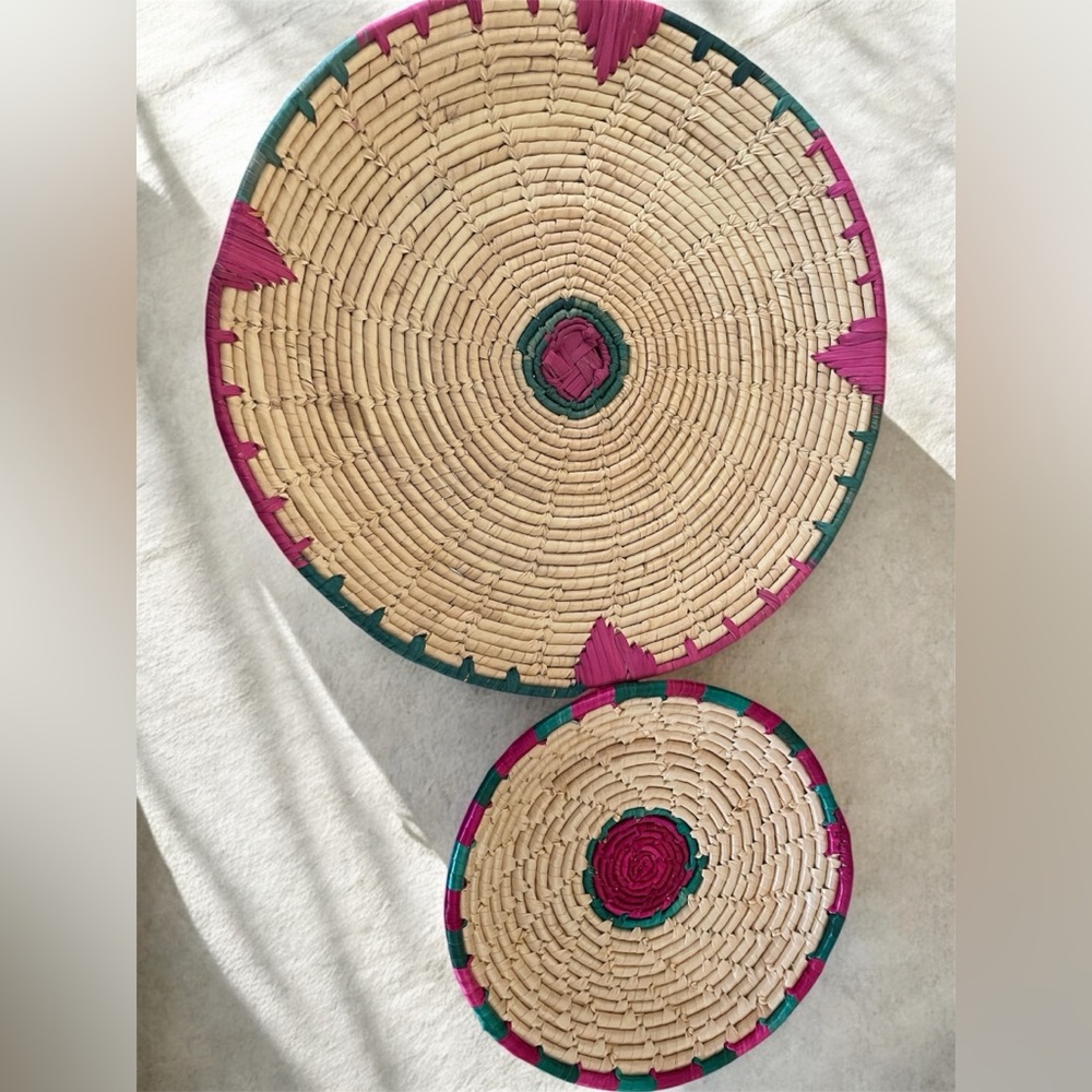 Pakistani Indian Handmade Changair Chabi Wall Décor Basket / Roti Platter 2